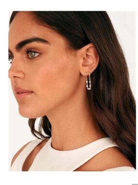 Adina Eden 18k Gold plated and Clear Bead Hoop Earring - one piece
